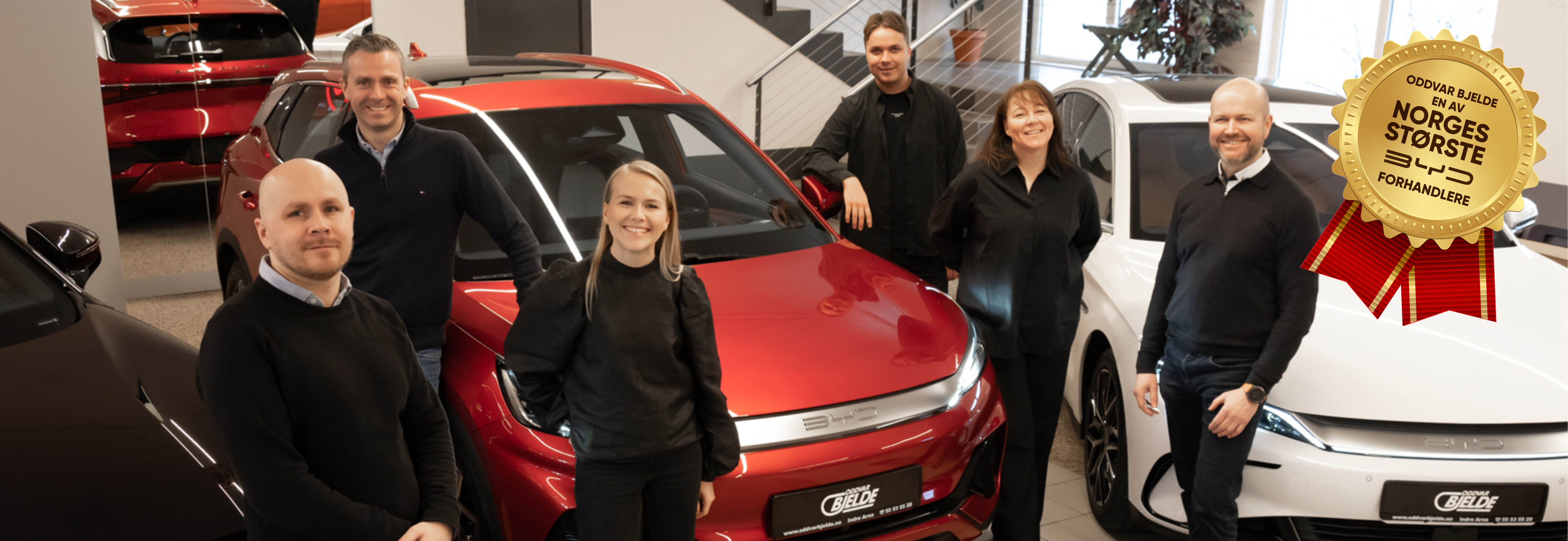 Image of staff infront of BYD cars